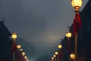 悬疑短剧雾港来信封面，雨夜码头上一盏昏黄路灯与揉皱的信纸